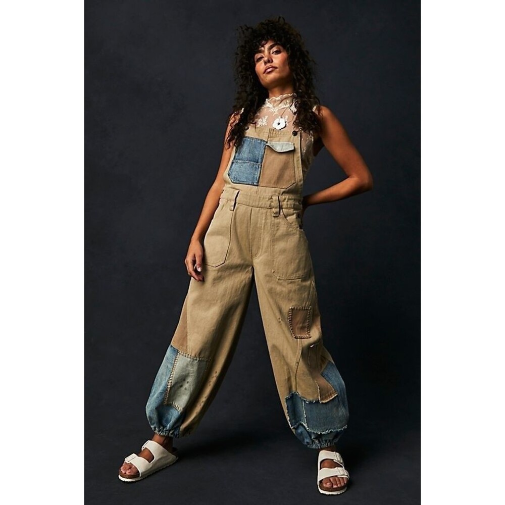 Free People We The Free Bittersweet Embroidered Overalls Jumpsuit Dress M 289446